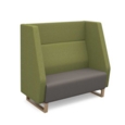 Encore high back 2 seater sofa 1200mm wide with wooden sled frame - forecast grey seat with endurance green back