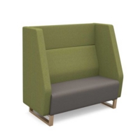 Encore high back 2 seater sofa 1200mm wide with wooden sled frame - forecast grey seat with endurance green back