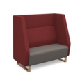 Encore high back 2 seater sofa 1200mm wide with wooden sled frame - forecast grey seat with extent red back