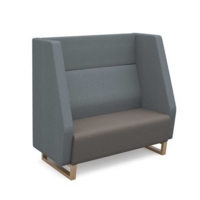 Encore high back 2 seater sofa 1200mm wide with wooden sled frame - forecast grey seat with late grey back