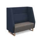 Encore high back 2 seater sofa 1200mm wide with wooden sled frame - forecast grey seat with range blue back