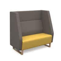 Encore high back 2 seater sofa 1200mm wide with wooden sled frame - lifetime yellow seat with forecast grey back