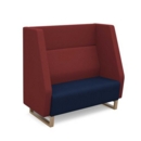 Encore high back 2 seater sofa 1200mm wide with wooden sled frame - maturity blue seat with extent red back