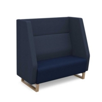 Encore high back 2 seater sofa 1200mm wide with wooden sled frame - maturity blue seat with range blue back