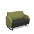 Encore low back 2 seater sofa 1200mm wide with black sled frame - elapse grey seat with endurance green back