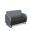 Encore low back 2 seater sofa 1200mm wide with black sled frame - elapse grey seat with late grey back and arms