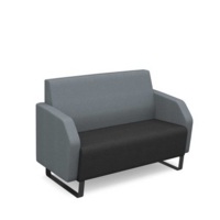 Encore low back 2 seater sofa 1200mm wide with black sled frame - elapse grey seat with late grey back and arms