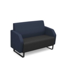 Encore low back 2 seater sofa 1200mm wide with black sled frame - elapse grey seat with range blue back