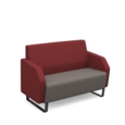 Encore low back 2 seater sofa 1200mm wide with black sled frame - forecast grey seat with extent red back