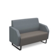 Encore low back 2 seater sofa 1200mm wide with black sled frame - forecast grey seat with late grey back