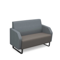 Encore low back 2 seater sofa 1200mm wide with black sled frame - forecast grey seat with late grey back