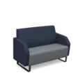 Encore low back 2 seater sofa 1200mm wide with black sled frame - late grey seat with range blue back and arms