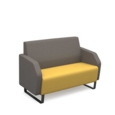 Encore low back 2 seater sofa 1200mm wide with black sled frame - lifetime yellow seat with forecast grey back