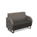 Encore low back 2 seater sofa 1200mm wide with black sled frame - present grey seat with forecast grey back