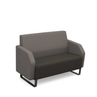 Encore low back 2 seater sofa 1200mm wide with black sled frame - present grey seat with forecast grey back