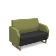 Encore low back 2 seater sofa 1200mm wide with wooden sled frame - elapse grey seat with endurance green back