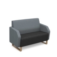 Encore low back 2 seater sofa 1200mm wide with wooden sled frame - elapse grey seat with late grey back and arms