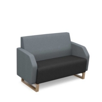 Encore low back 2 seater sofa 1200mm wide with wooden sled frame - elapse grey seat with late grey back and arms