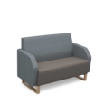 Encore low back 2 seater sofa 1200mm wide with wooden sled frame - forecast grey seat with late grey back