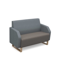 Encore low back 2 seater sofa 1200mm wide with wooden sled frame - forecast grey seat with late grey back
