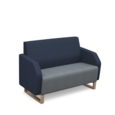 Encore low back 2 seater sofa 1200mm wide with wooden sled frame - late grey seat with range blue back and arms