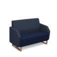 Encore low back 2 seater sofa 1200mm wide with wooden sled frame - maturity blue seat with range blue back