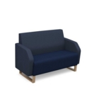 Encore low back 2 seater sofa 1200mm wide with wooden sled frame - maturity blue seat with range blue back