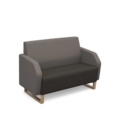 Encore low back 2 seater sofa 1200mm wide with wooden sled frame - present grey seat with forecast grey back