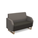 Encore low back 2 seater sofa 1200mm wide with wooden sled frame - present grey seat with forecast grey back