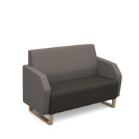 Encore low back 2 seater sofa 1200mm wide with wooden sled frame - present grey seat with forecast grey back
