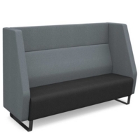 Encore high back 3 seater sofa 1800mm wide with black sled frame - elapse grey seat with late grey back