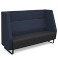Encore high back 3 seater sofa 1800mm wide with black sled frame - elapse grey seat with range blue back