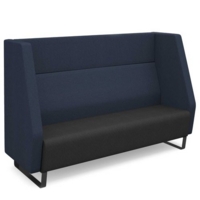 Encore high back 3 seater sofa 1800mm wide with black sled frame - elapse grey seat with range blue back