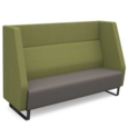 Encore high back 3 seater sofa 1800mm wide with black sled frame - forecast grey seat with endurance green back