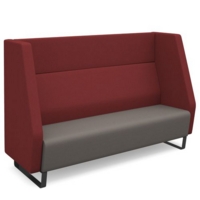 Encore high back 3 seater sofa 1800mm wide with black sled frame - forecast grey seat with extent red back