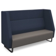 Encore high back 3 seater sofa 1800mm wide with black sled frame - forecast grey seat with range blue back