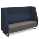 Encore high back 3 seater sofa 1800mm wide with black sled frame - forecast grey seat with range blue back