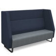 Encore high back 3 seater sofa 1800mm wide with black sled frame - late grey seat with range blue back