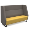 Encore high back 3 seater sofa 1800mm wide with black sled frame - lifetime yellow seat with forecast grey back