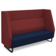 Encore high back 3 seater sofa 1800mm wide with black sled frame - maturity blue seat with extent red back