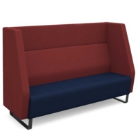 Encore high back 3 seater sofa 1800mm wide with black sled frame - maturity blue seat with extent red back