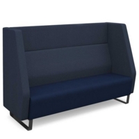 Encore high back 3 seater sofa 1800mm wide with black sled frame - maturity blue seat with range blue back