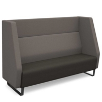 Encore high back 3 seater sofa 1800mm wide with black sled frame - present grey seat with forecast grey back