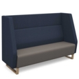 Encore high back 3 seater sofa 1800mm wide with wooden sled frame - forecast grey seat with range blue back