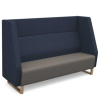 Encore high back 3 seater sofa 1800mm wide with wooden sled frame - forecast grey seat with range blue back