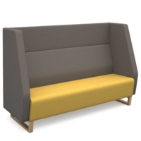 Encore high back 3 seater sofa 1800mm wide with wooden sled frame - lifetime yellow seat with forecast grey back