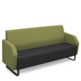 Encore low back 3 seater sofa 1800mm wide with black sled frame - elapse grey seat with endurance green back