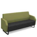 Encore low back 3 seater sofa 1800mm wide with black sled frame - elapse grey seat with endurance green back