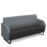 Encore low back 3 seater sofa 1800mm wide with black sled frame - elapse grey seat with late grey back