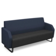 Encore low back 3 seater sofa 1800mm wide with black sled frame - elapse grey seat with range blue back